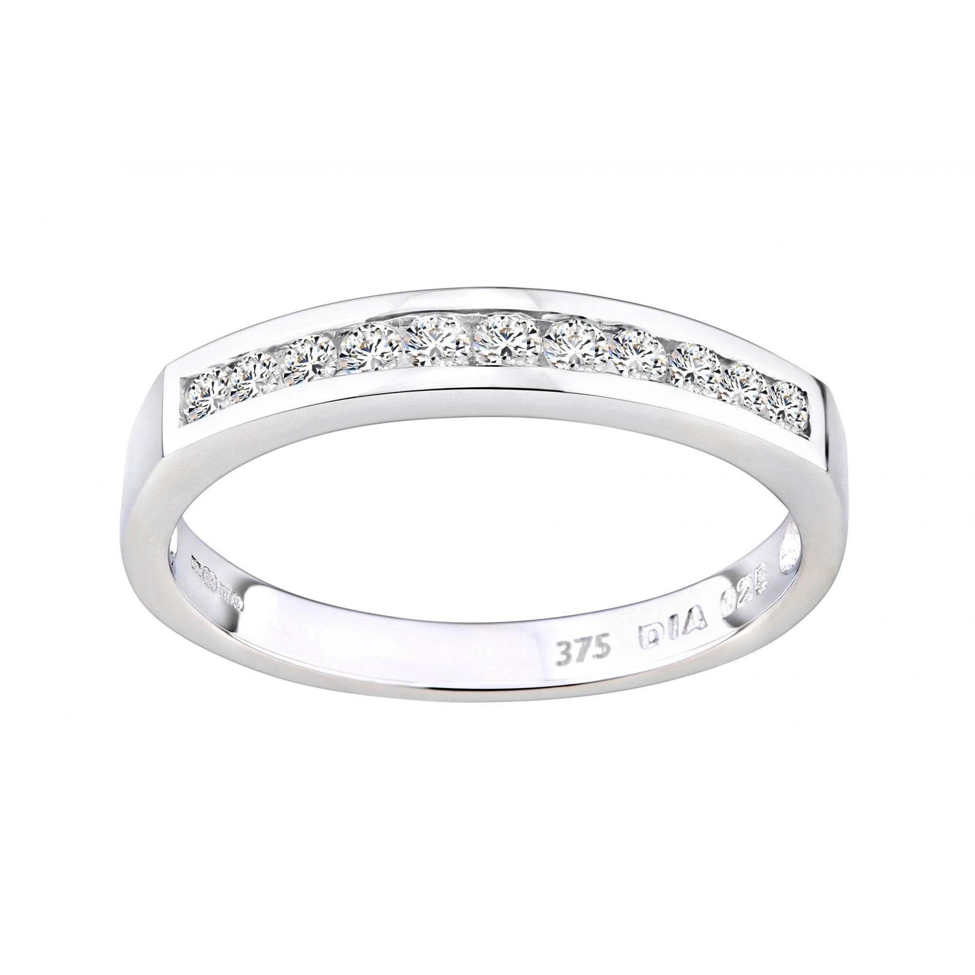Diamond Channel Set Eternity Band Ring 9ct White Gold | Prime Jewellery
