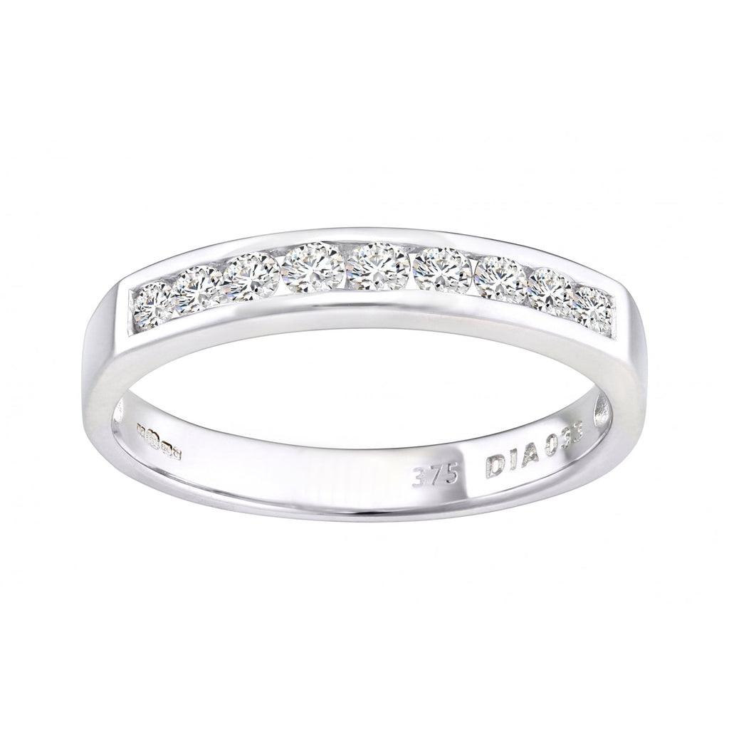 9ct White Gold 0.33 Carat Natural Diamond Channel Set Eternity Band Ring