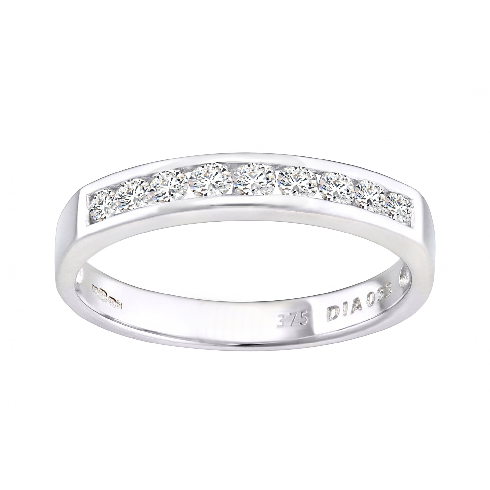 9ct White Gold 0.33 Carat Natural Diamond Channel Set Eternity Band Ring