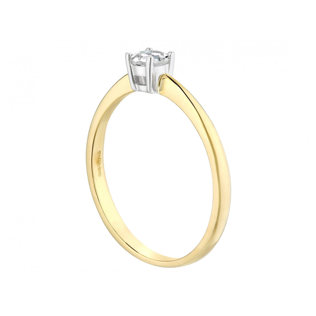 9ct Gold 0.25 Carat Natural Diamond Solitaire Engagement Ring Round Brilliant
