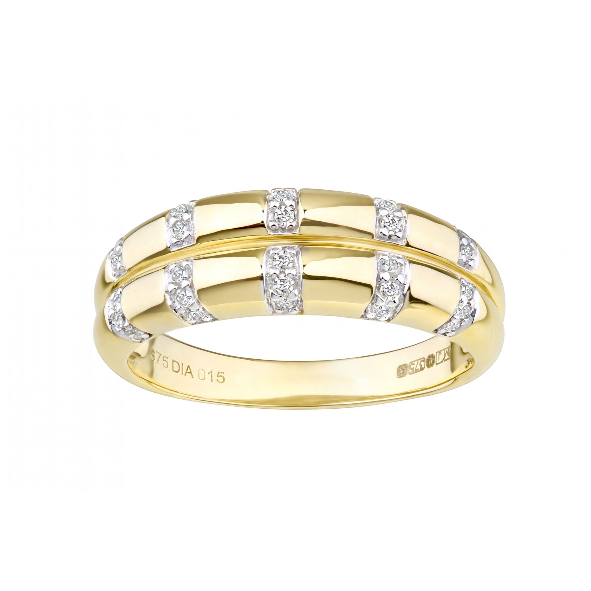 9ct Gold 0.15 Carat Natural Diamond Double Band Wedding Ring