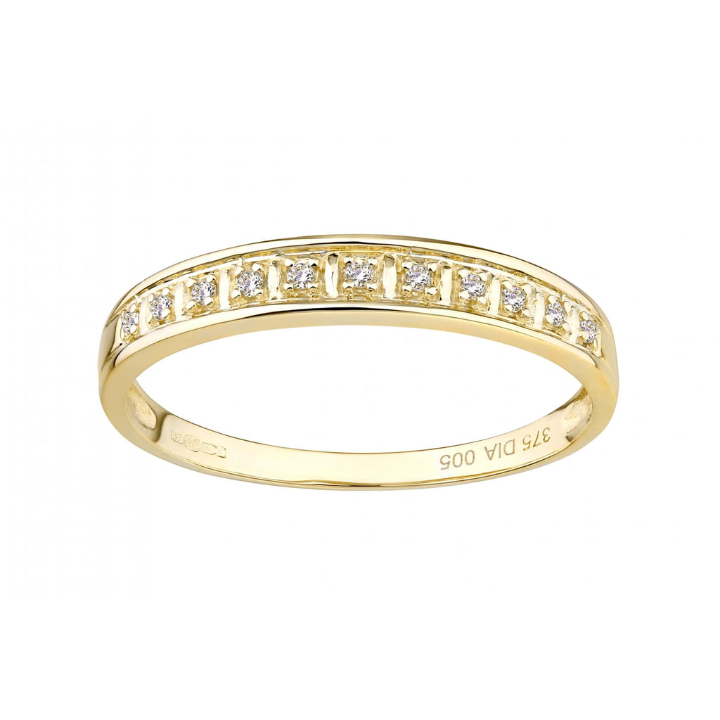 9ct Gold Natural Diamond Channel Set Eternity Band Ring