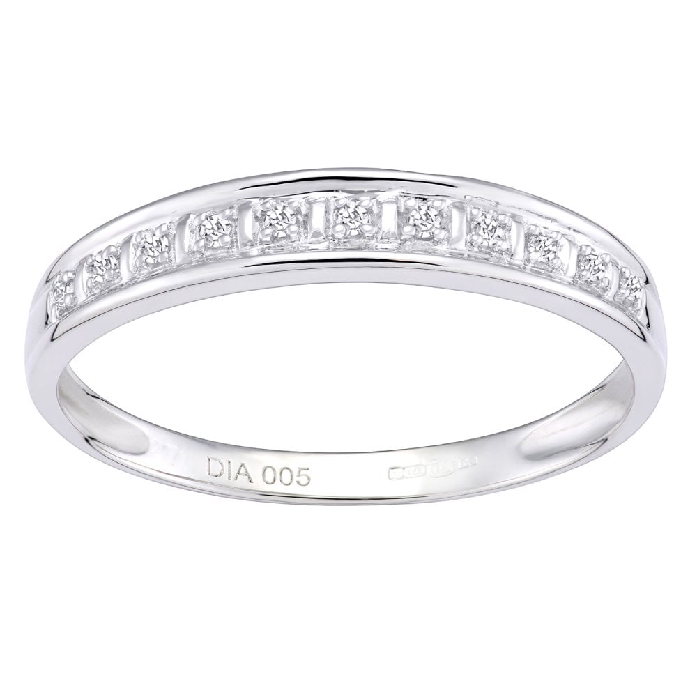 9ct White Gold Natural Diamond Channel Set Eternity Band Ring