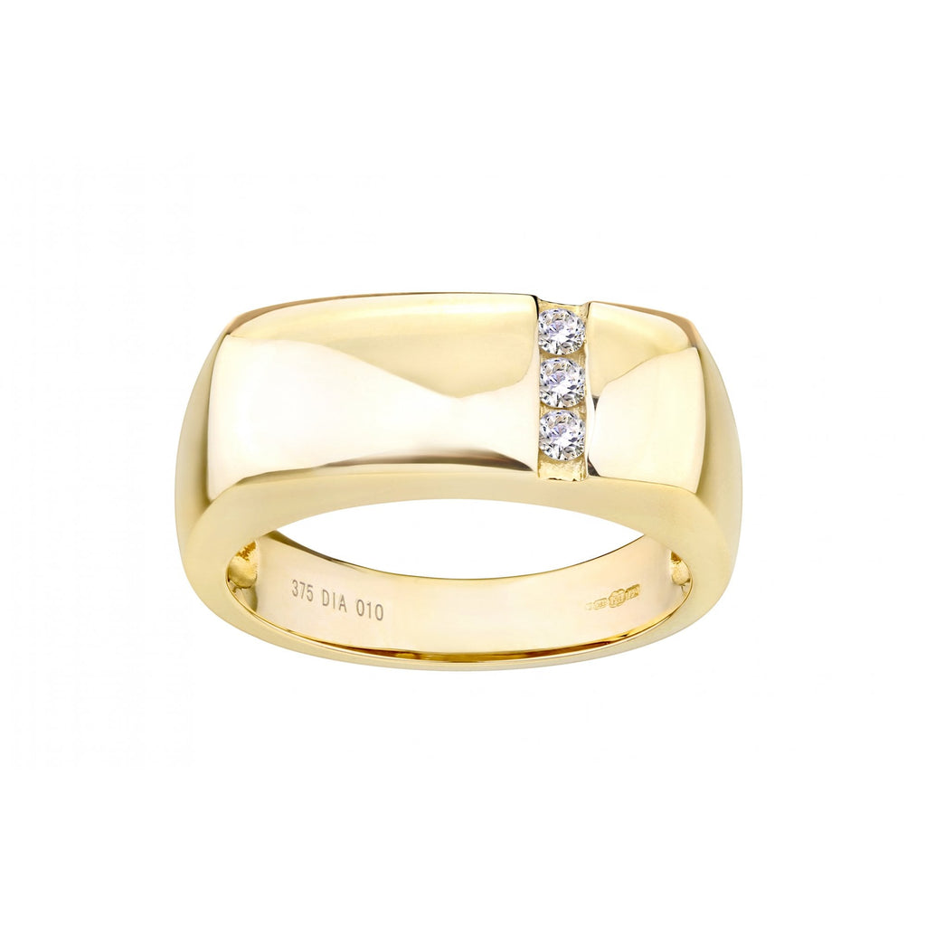9ct Gold 0.10 Carat Natural Diamond Wedding Mens Ring