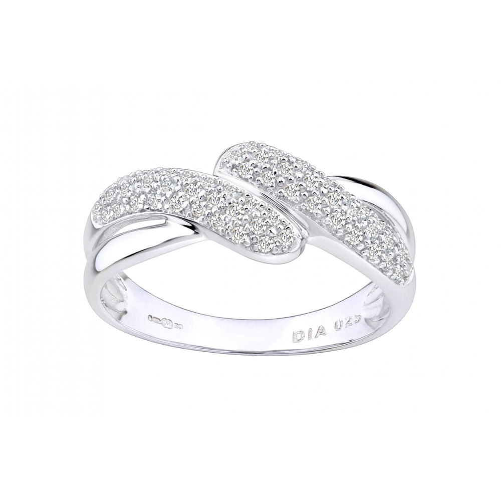9ct White Gold 0.25 Carat Natural Diamond Crossover Bypass Ring