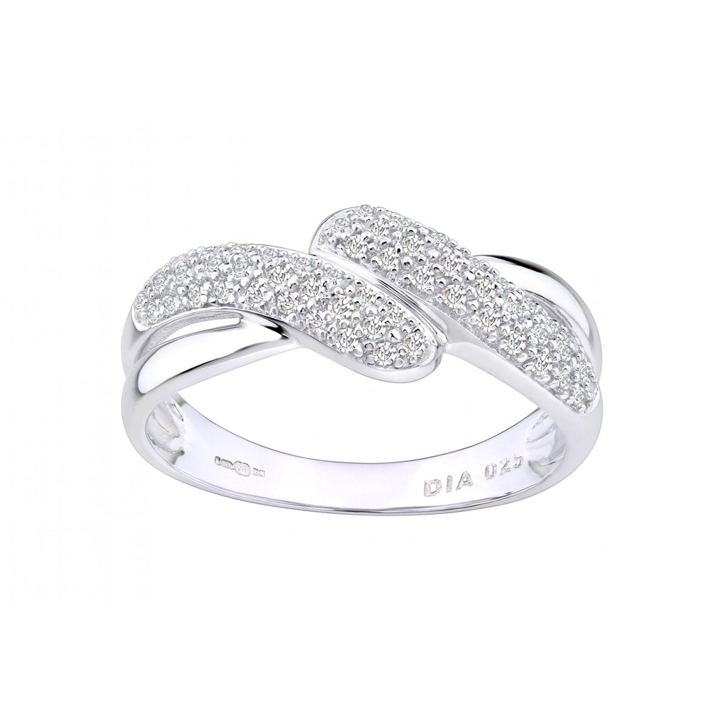 9ct White Gold 0.25 Carat Natural Diamond Crossover Bypass Ring