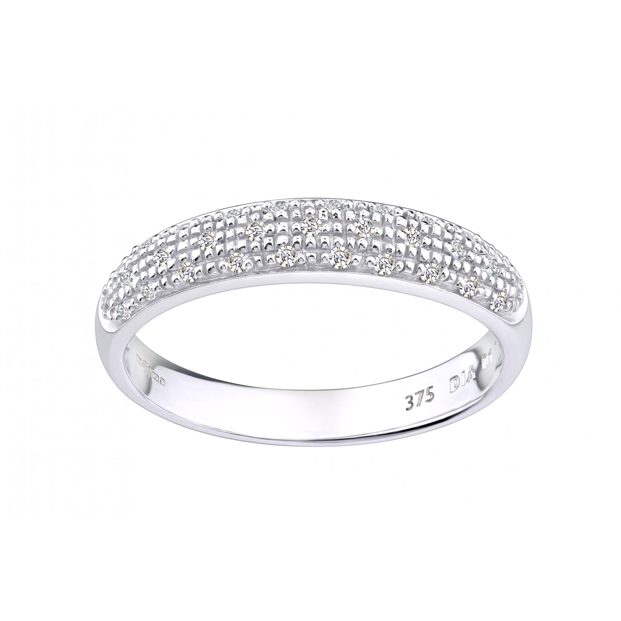 9ct White Gold 0.15 Carat Natural Diamond Cluster Eternity Ring