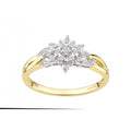9ct Gold 0.10 Carat Natural Diamond Cluster Floral Ring