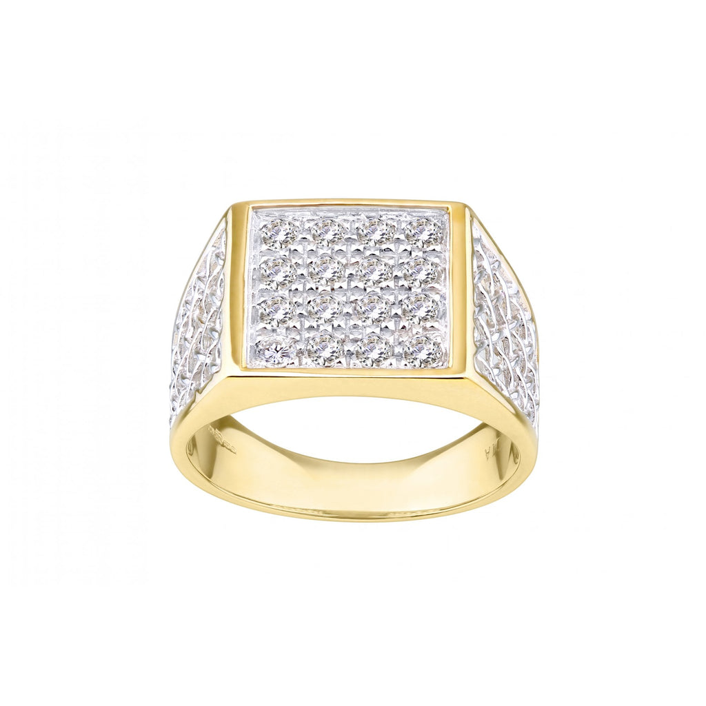 9ct Gold 0.50 Carat Natural Diamond Cluster Mens Ring