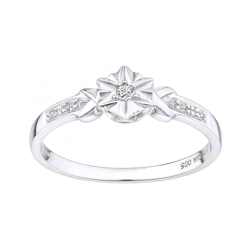 9ct White Gold Natural Diamond Classic Engagement Ring
