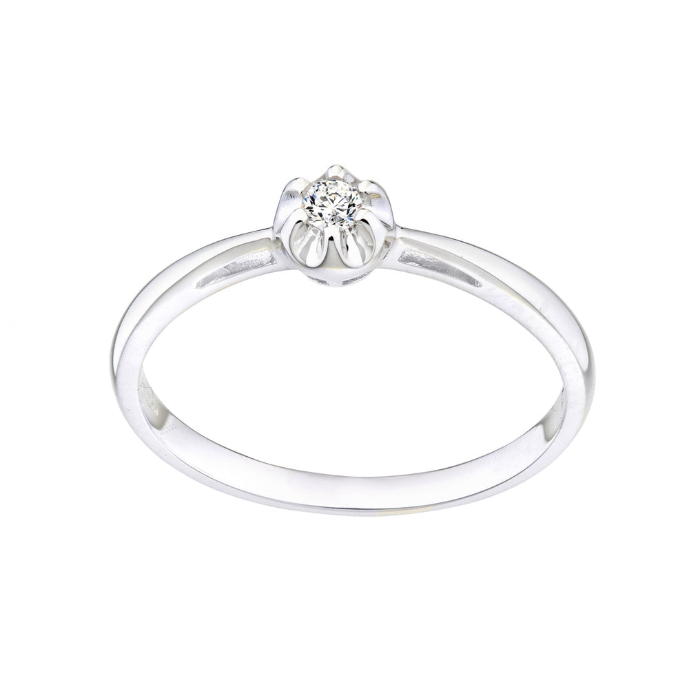 9ct White Gold Natural Diamond Solitaire Engagement Ring