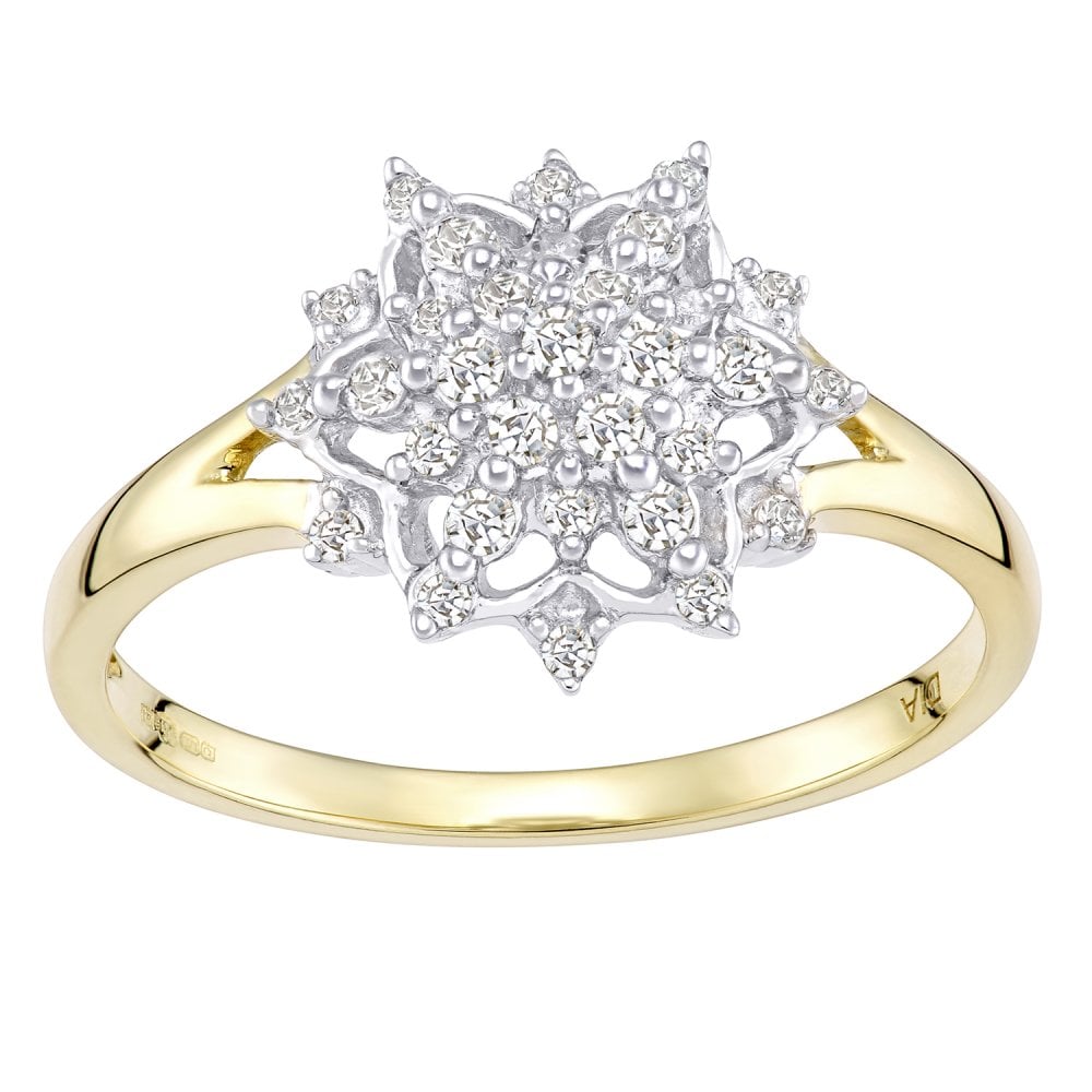 9ct Gold 0.30 Carat Natural Diamond Cluster Ring