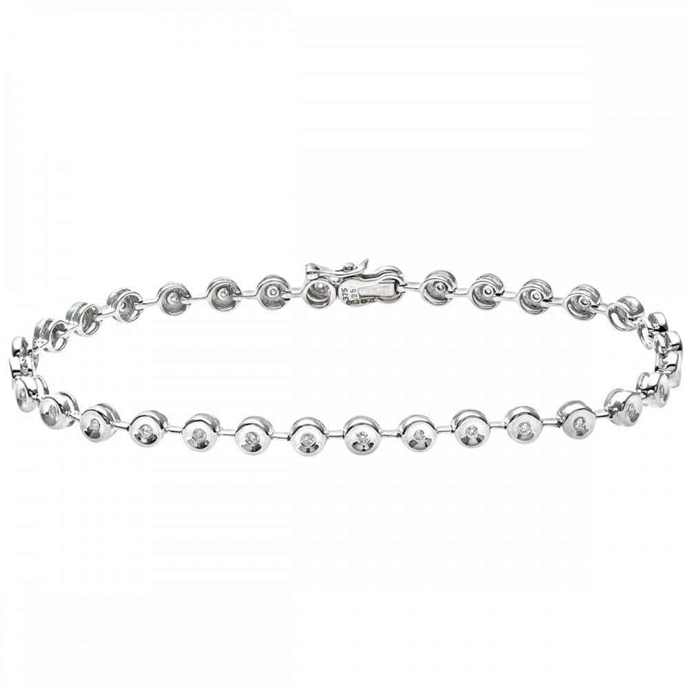 9ct White Gold 0.25 Carat Natural Diamond Tennis Bracelet