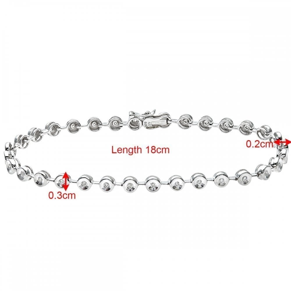 9ct White Gold 0.25 Carat Natural Diamond Tennis Bracelet