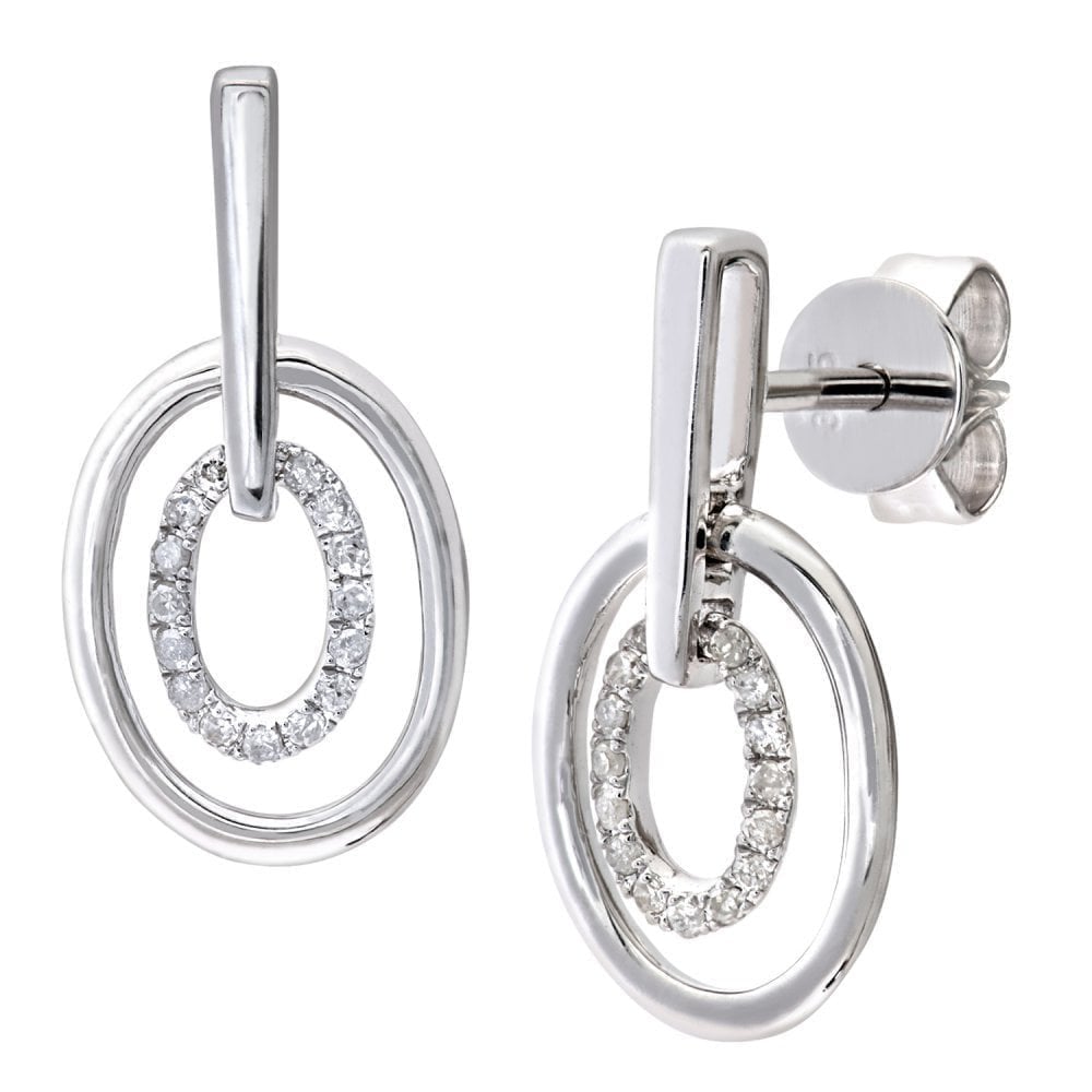 Diamond Drop Earrings 9ct White Gold | Prime Jewellery