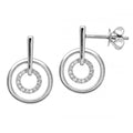 9ct White Gold 0.10 Carat Natural Diamond Circle Drop Earrings