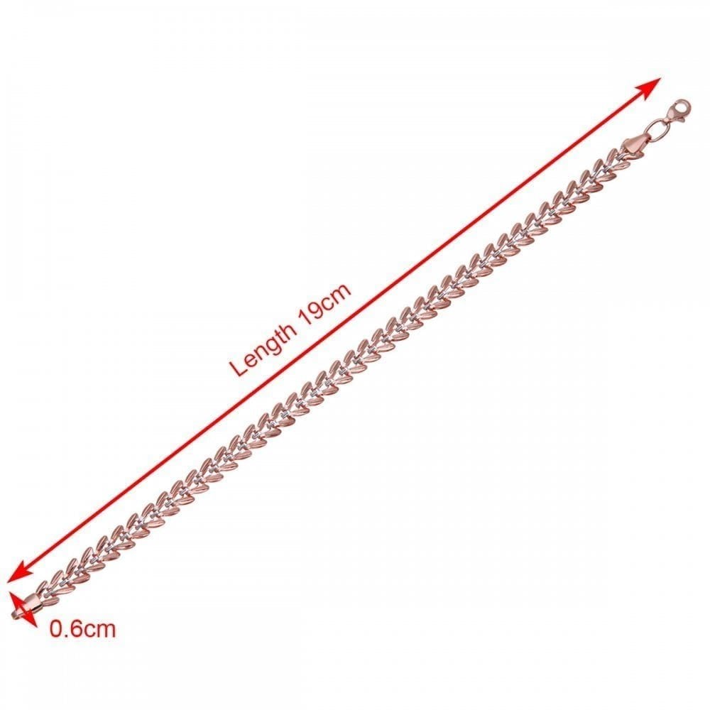 9ct Rose and White Gold Bracelet, 19cm Length V-Link Bracelet