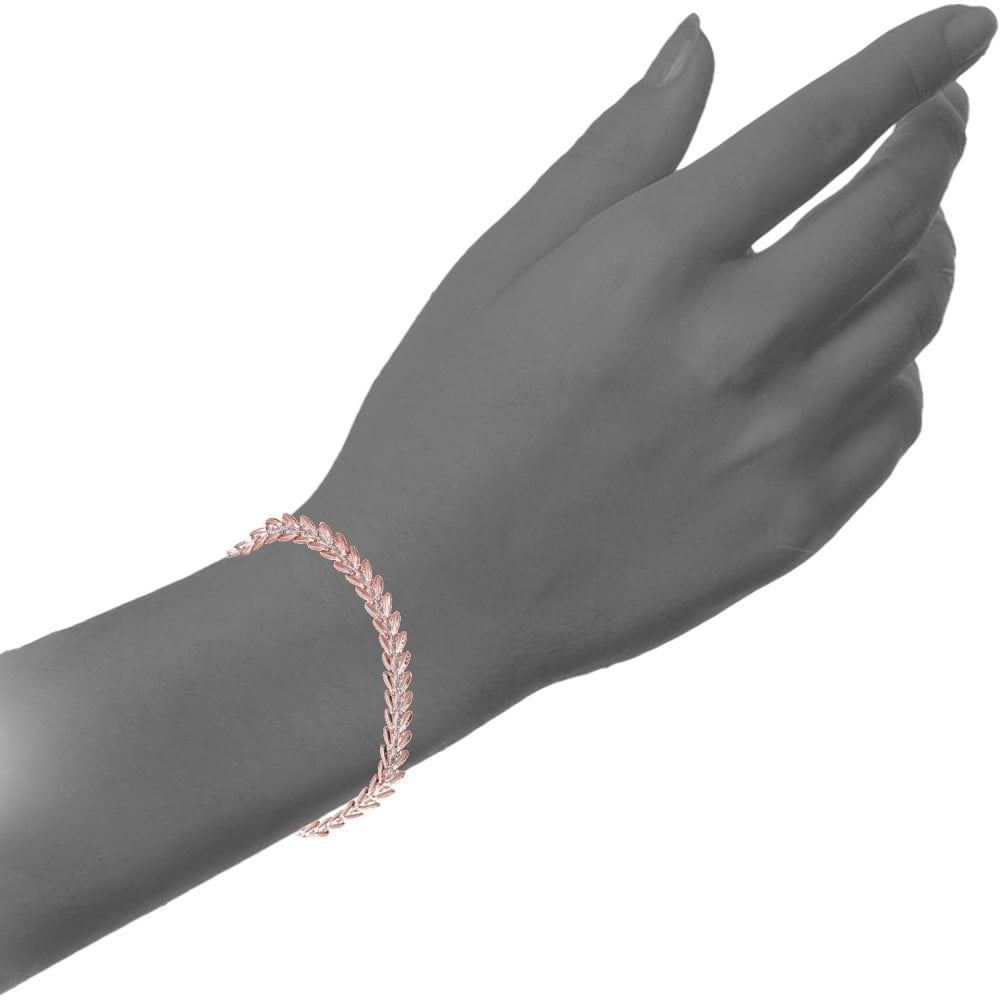 9ct Rose and White Gold Bracelet, 19cm Length V-Link Bracelet