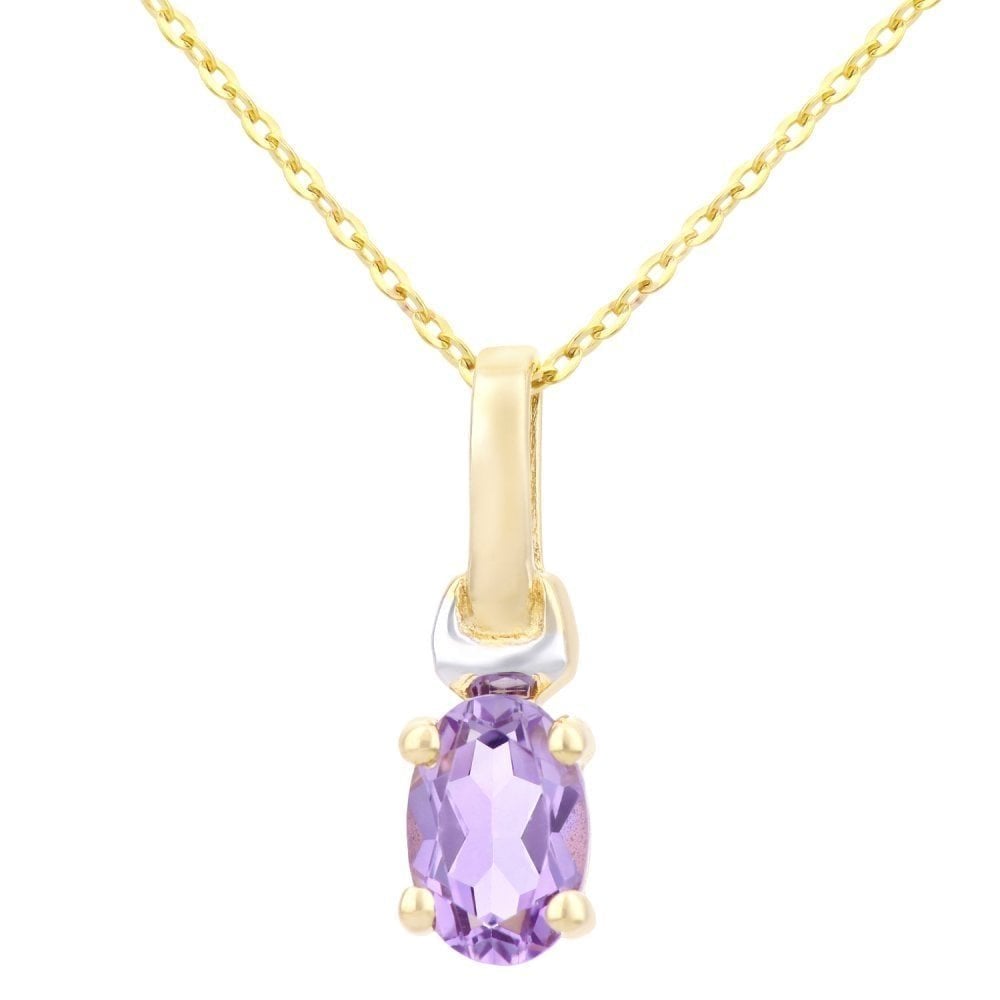 Amethyst Solitaire Necklace 9ct Yellow Gold | Prime Jewellery