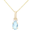 9ct Yellow Gold Oval Aquamarine Solitaire Pendant Necklace