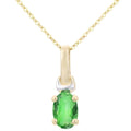 9ct Yellow Gold Oval CZ Emerald Solitaire Pendant Necklace