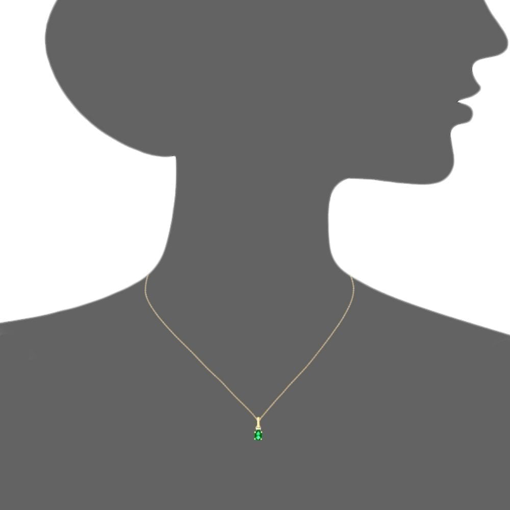 9ct Yellow Gold Oval CZ Emerald Solitaire Pendant Necklace