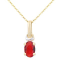 9ct Yellow Gold Oval CZ Ruby Solitaire Pendant Necklace