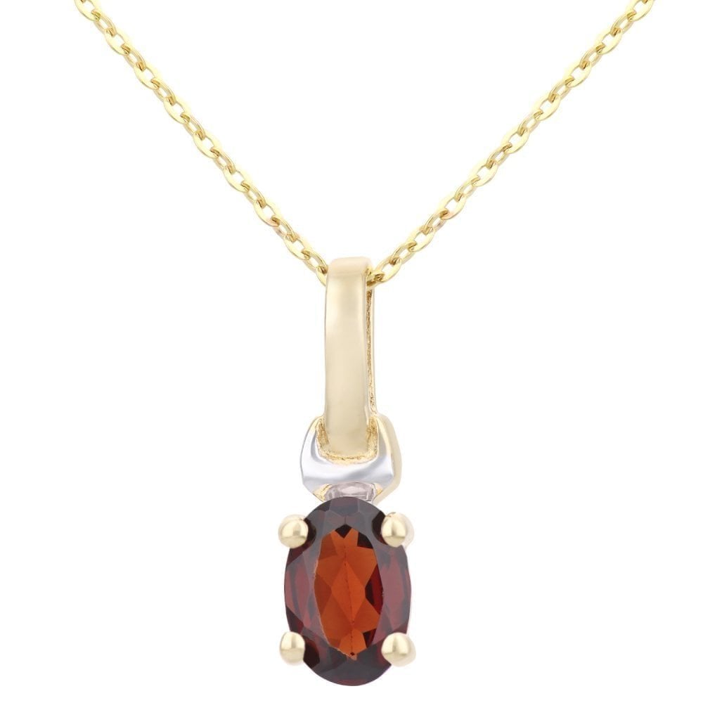 Garnet Solitaire Necklace 9ct Yellow Gold | Prime Jewellery