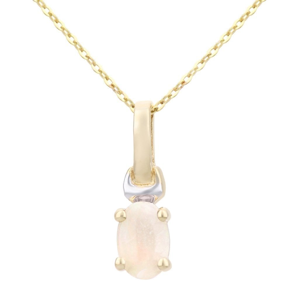 Opal Solitaire Necklace 9ct Yellow Gold | Prime Jewellery