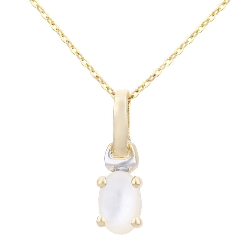 9ct Yellow Gold Oval Pearl Solitaire Pendant Necklace | Prime Jewellery