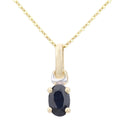 0.62 Ct Oval Natural Blue Sapphire and Diamond Solitaire Necklace with Chain in 9ct Yellow Gold Size 18 Inches