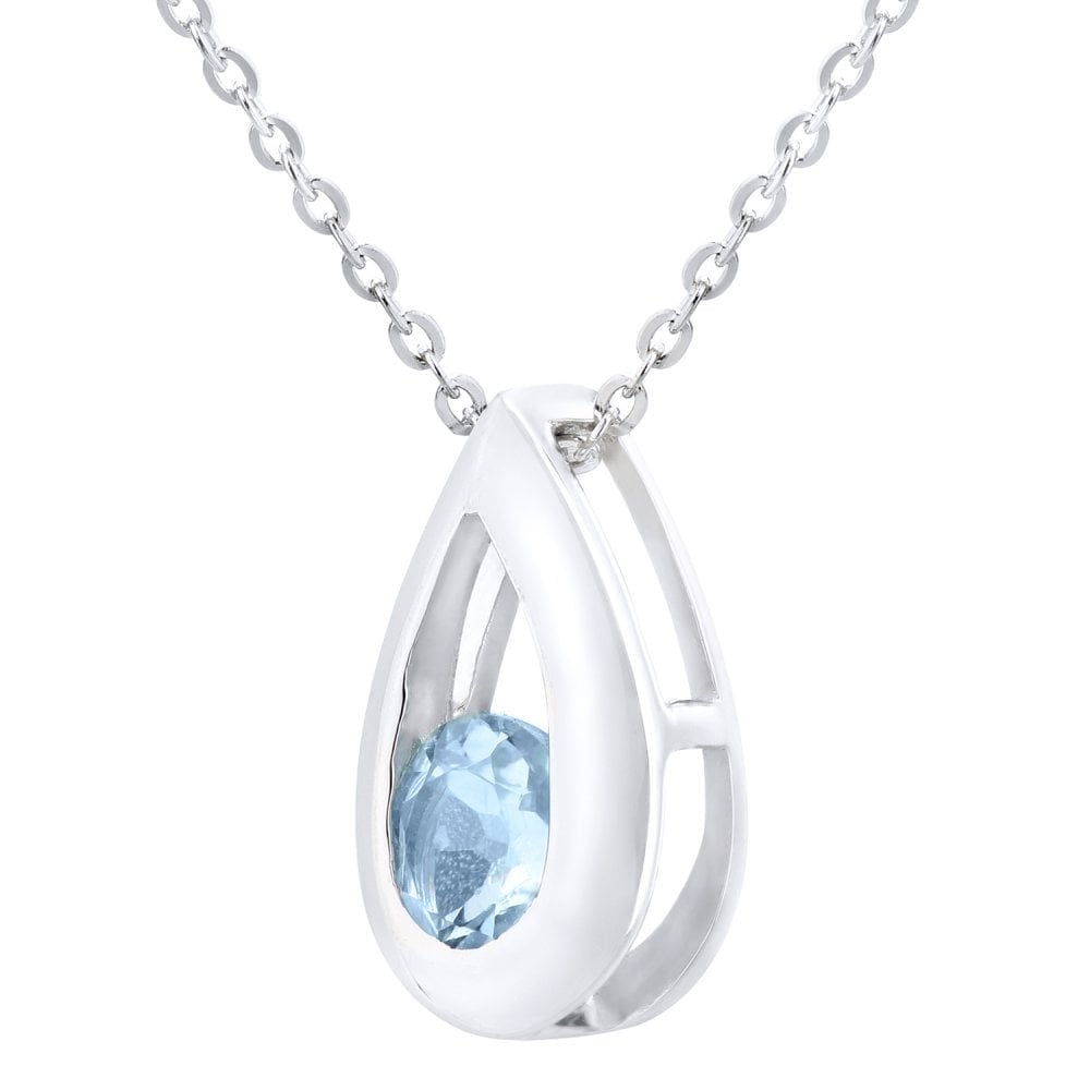 Sky Blue Topaz Pendant Necklace - detail view | Prime Jewellery