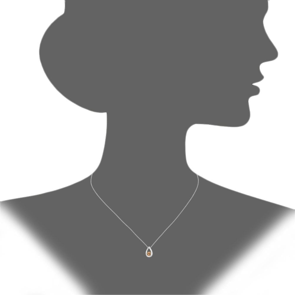 9ct White Gold Citrine Open Drop Necklace