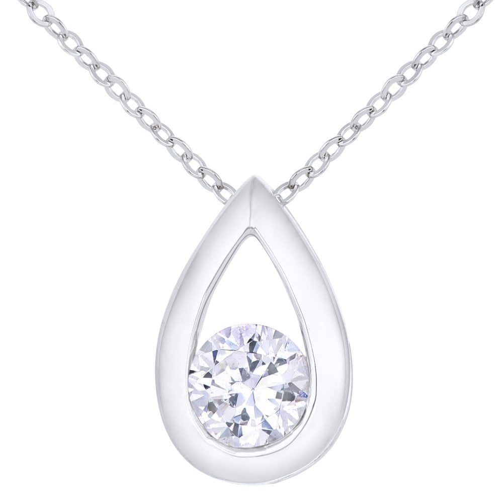 Cubic Zirconia Necklace 9ct White Gold | Prime Jewellery