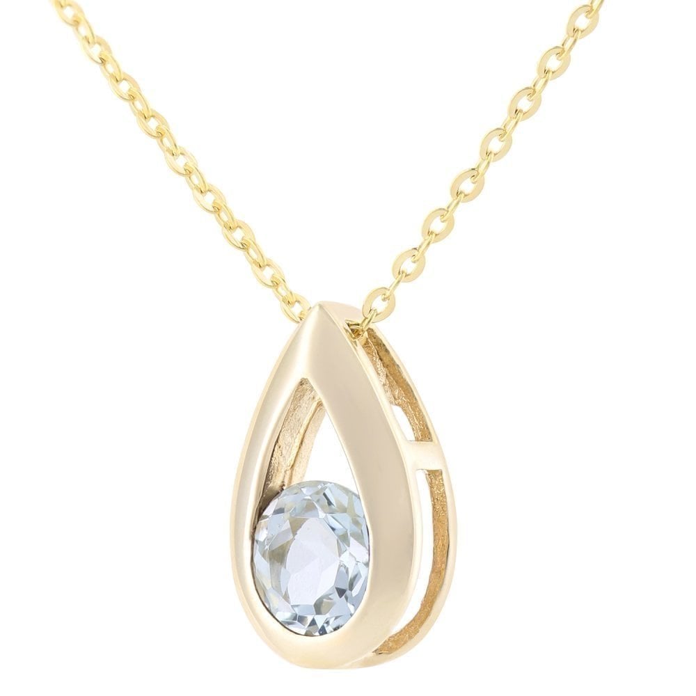 Sky Blue Topaz Pendant Necklace - detail view | Prime Jewellery