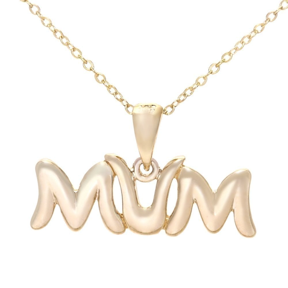 9ct Yellow Gold Mum Pendant Necklace