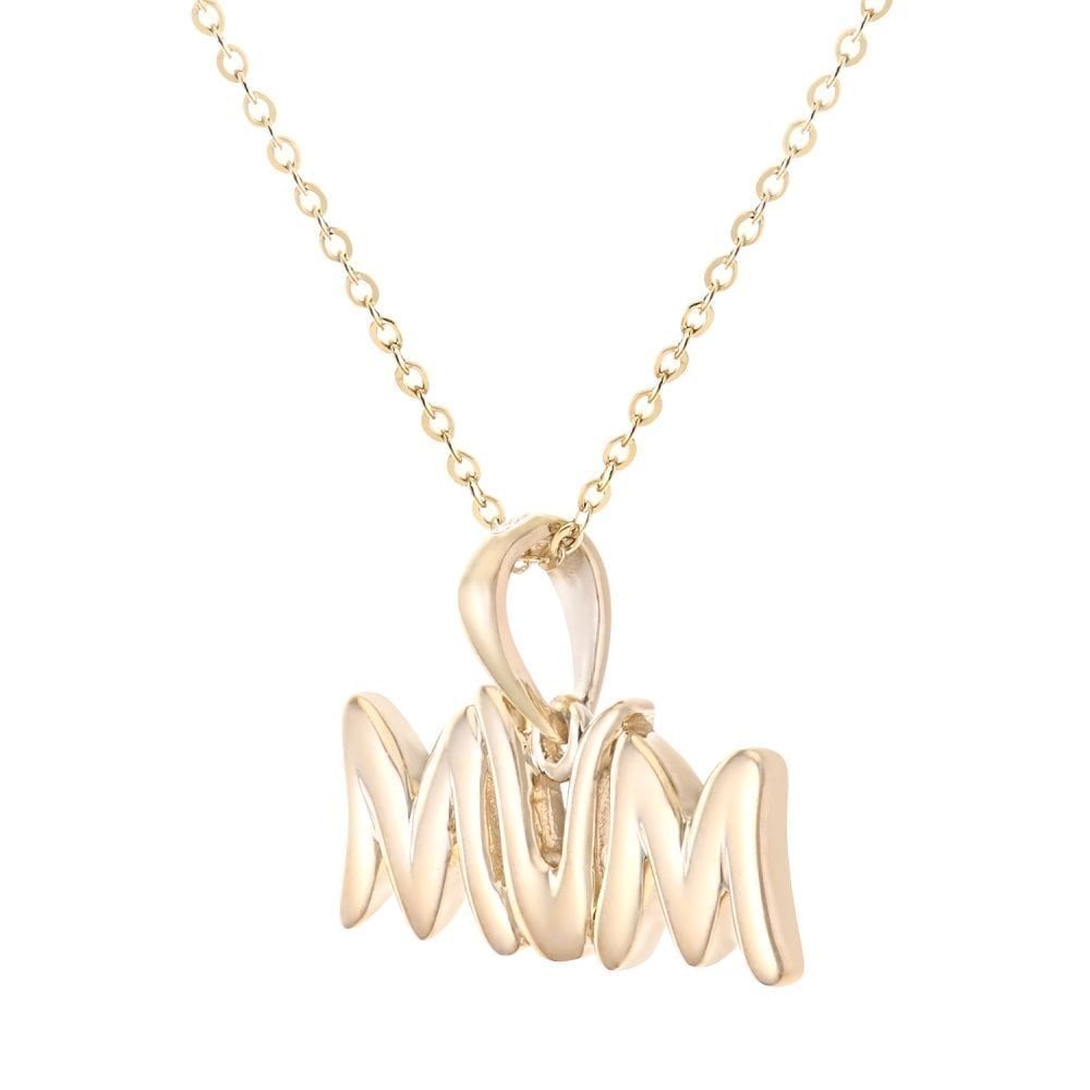 9ct Yellow Gold Mum Pendant Necklace