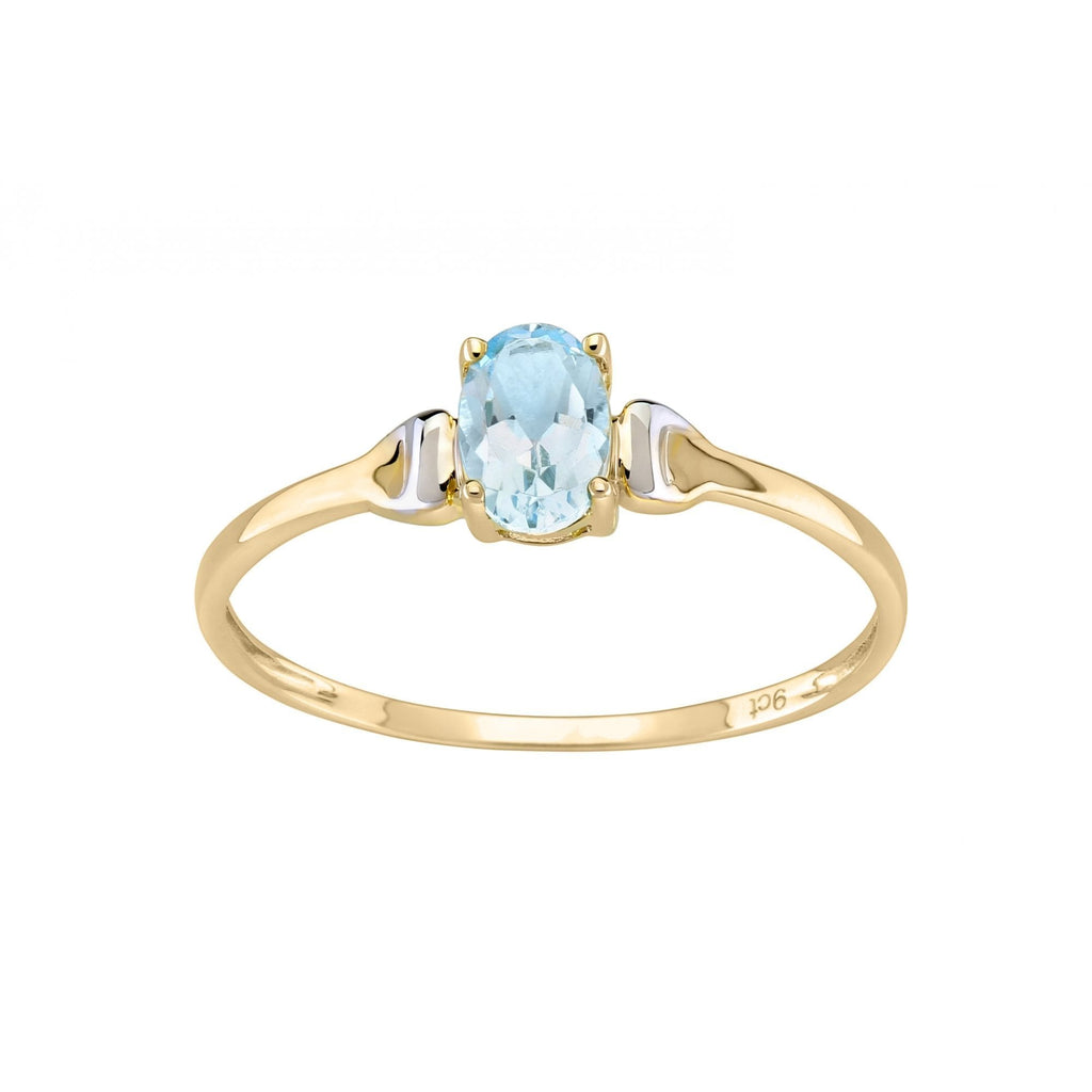 9ct Yellow Gold Sky Blue Topaz Solitaire Ring