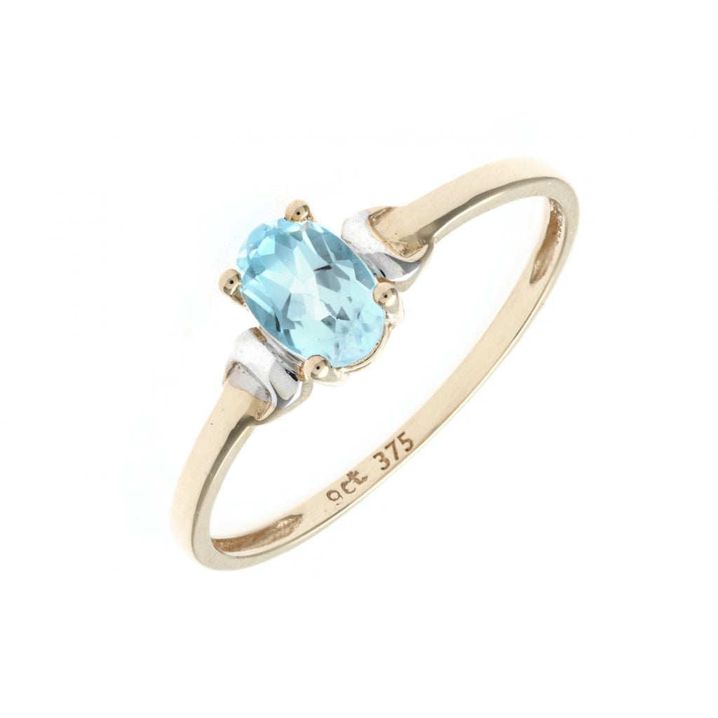 9ct Yellow Gold Sky Blue Topaz Solitaire Ring