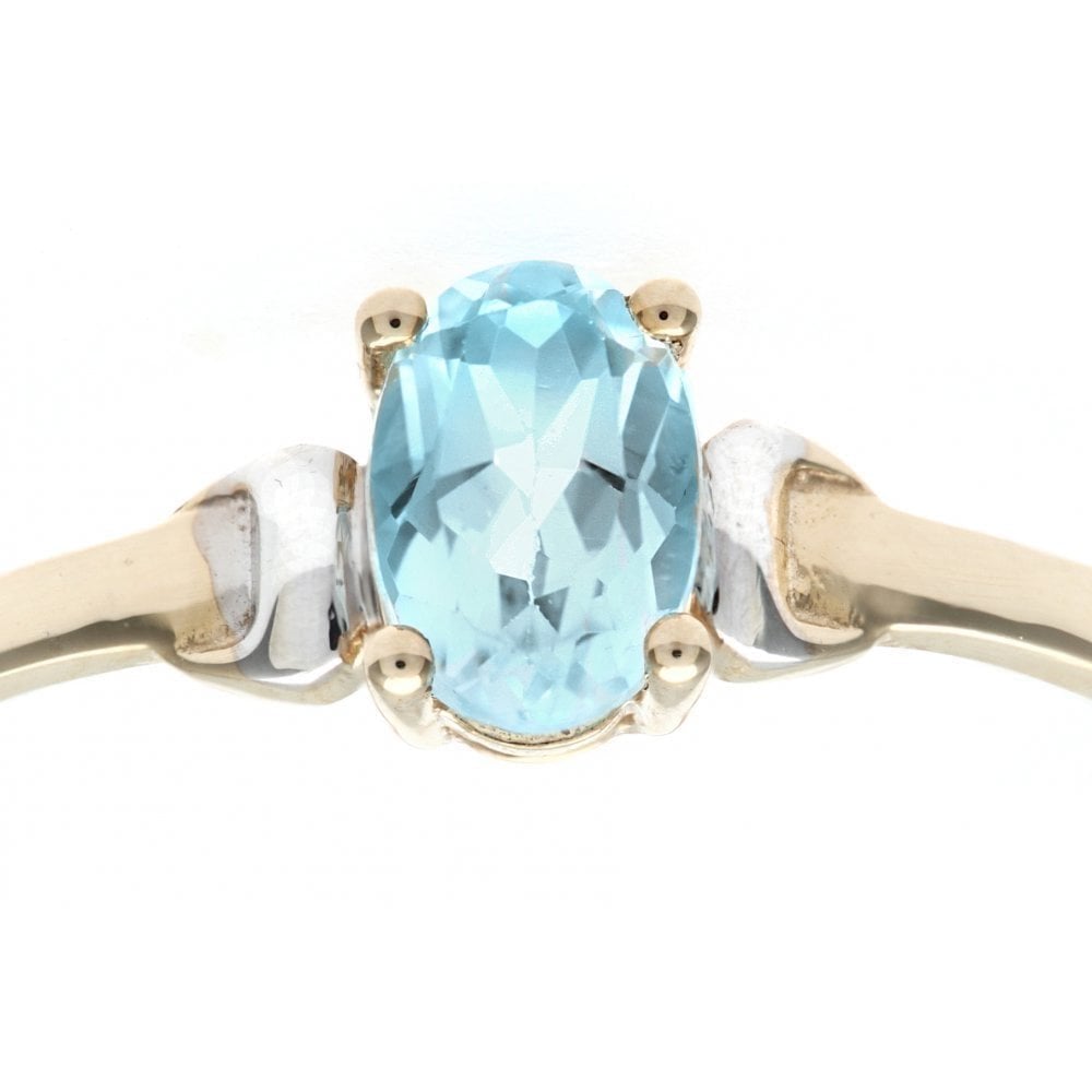 9ct Yellow Gold Sky Blue Topaz Solitaire Ring