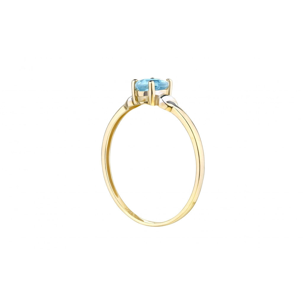 9ct Yellow Gold CZ Aquamarine Ring