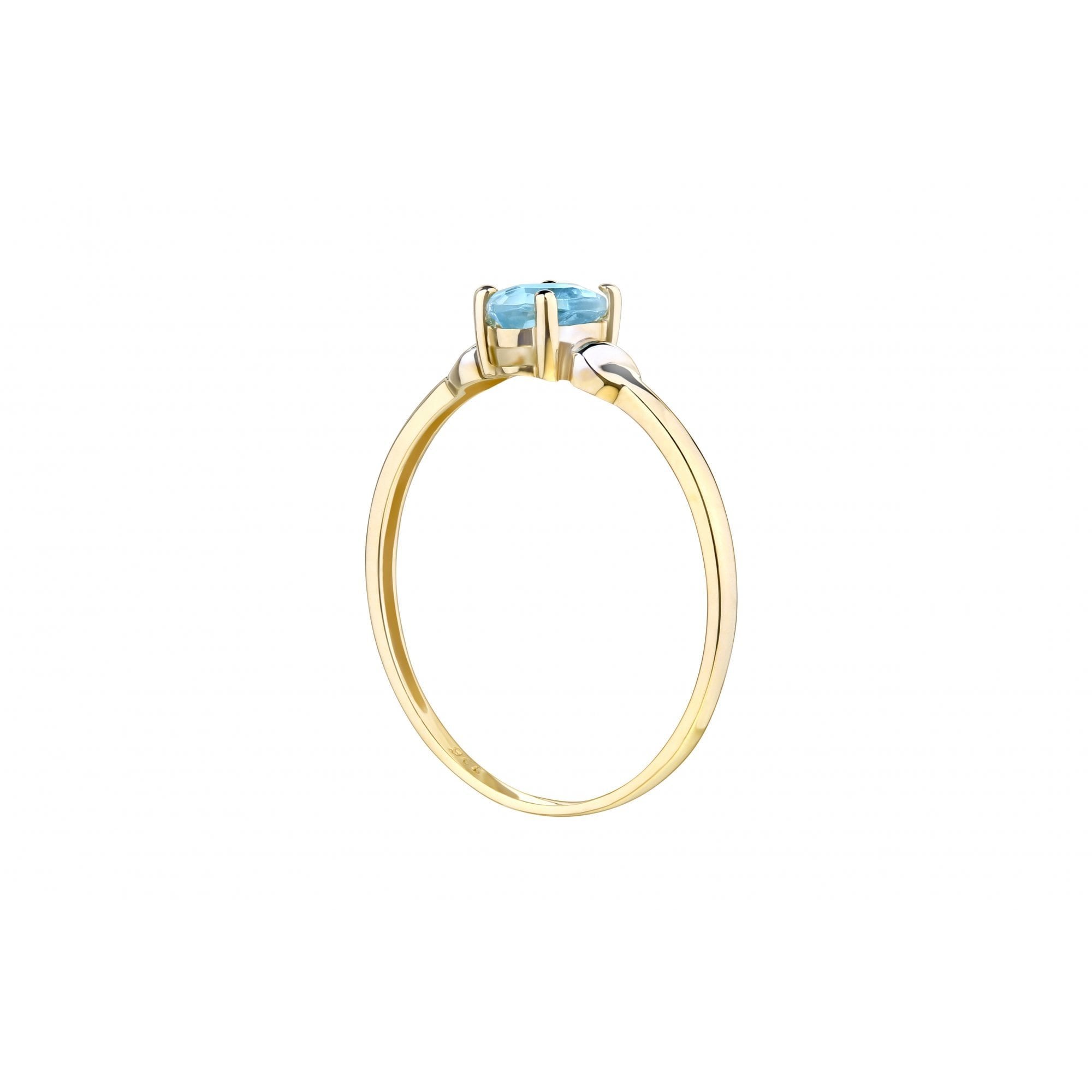 9ct Yellow Gold CZ Aquamarine Ring