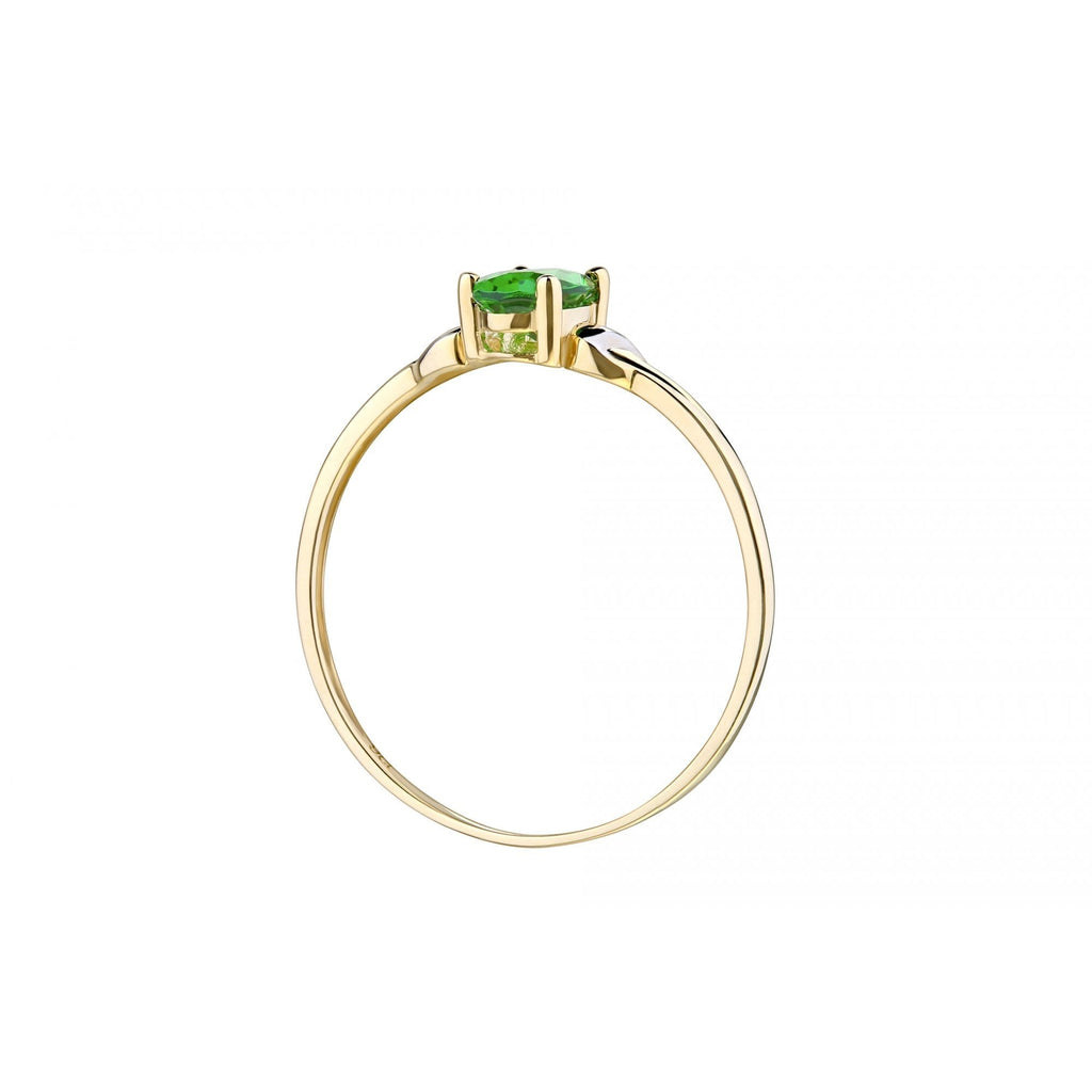 9ct Yellow Gold 0.38ct Oval Emerald and Cubic Zirconia Solitaire Ring