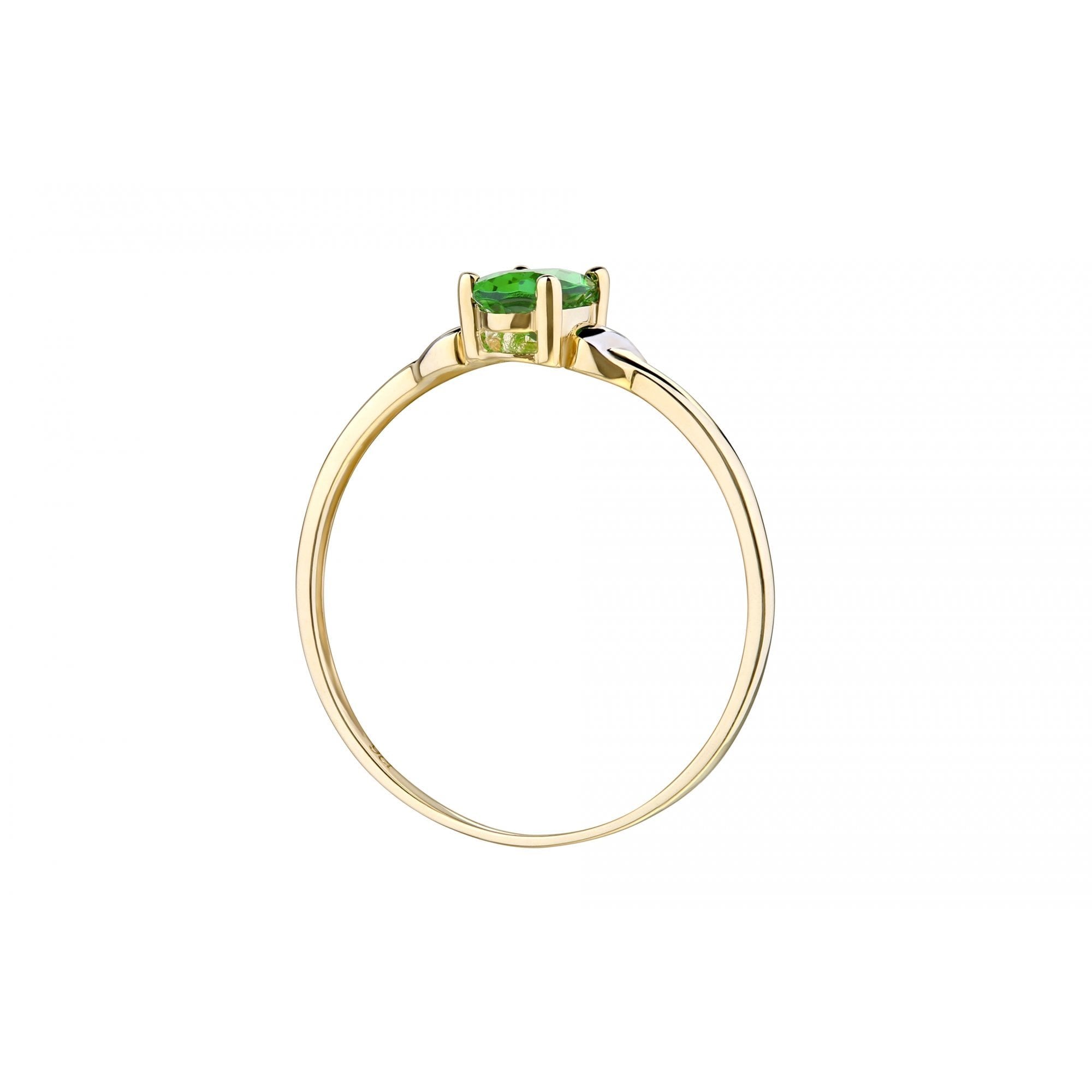 9ct Yellow Gold 0.38ct Oval Emerald and Cubic Zirconia Solitaire Ring