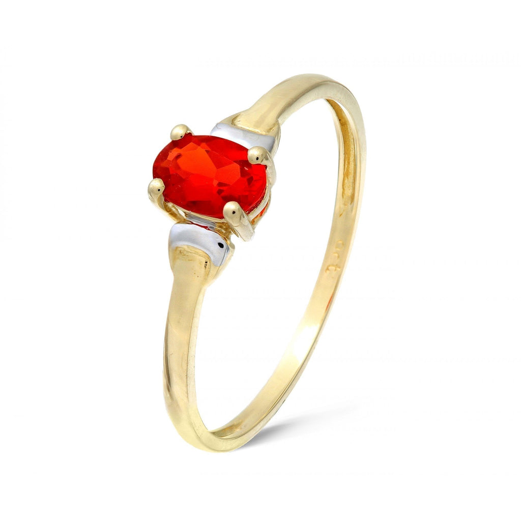9ct Yellow Gold CZ Ruby Ring