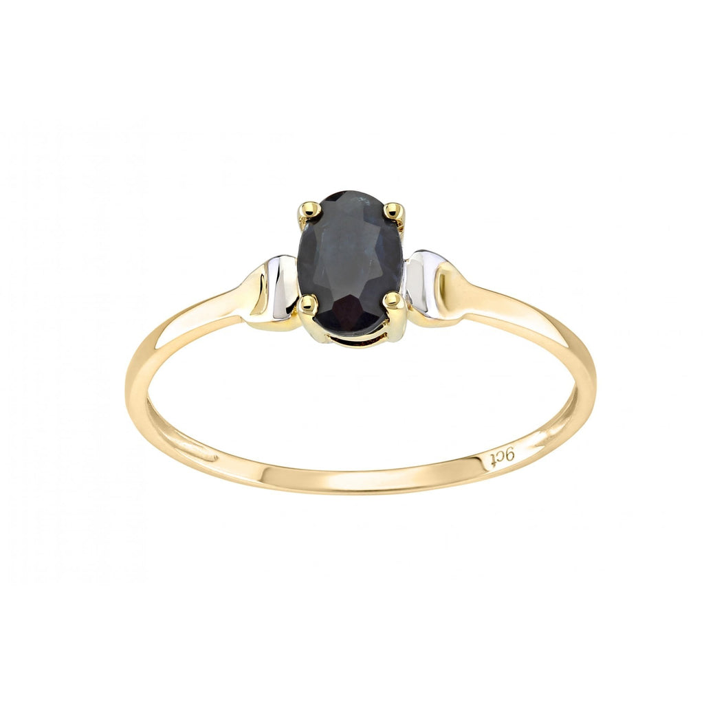 Natural Blue Sapphire Solitaire Ring in 9ct Yellow Gold Oval 0.72 Ct