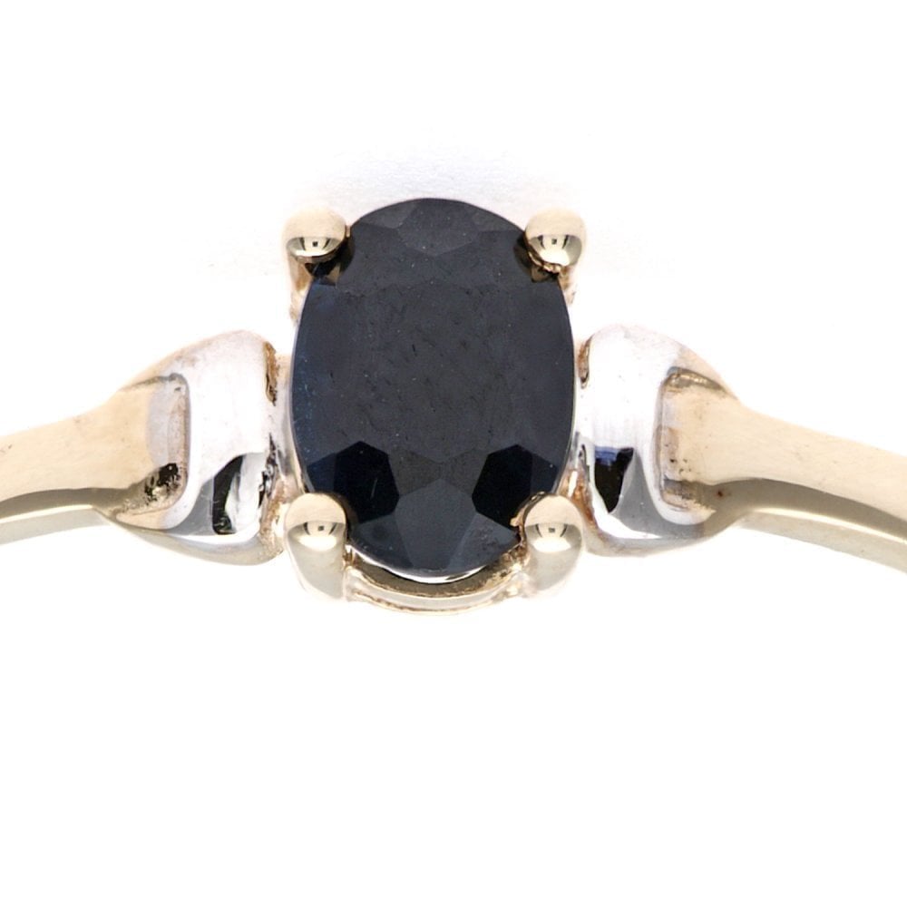 Natural Blue Sapphire Solitaire Ring in 9ct Yellow Gold Oval 0.72 Ct