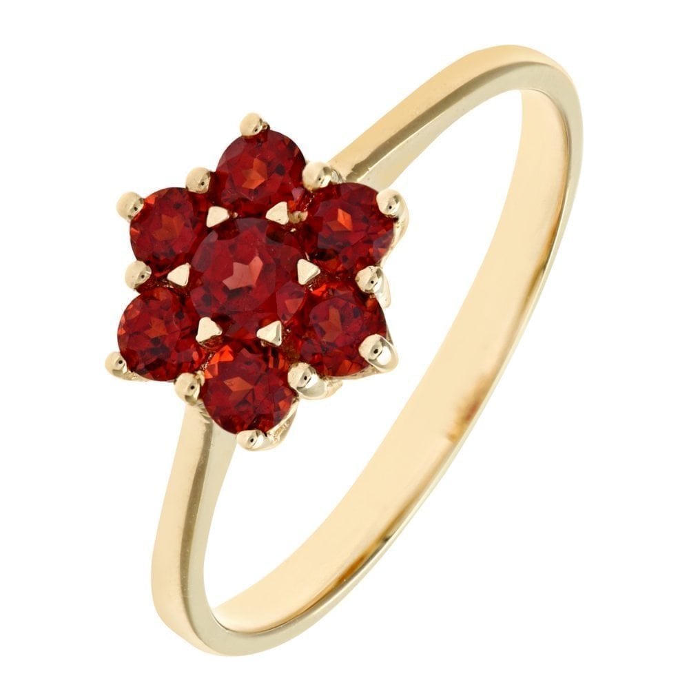 9ct Yellow Gold Garnet Cluster Ring