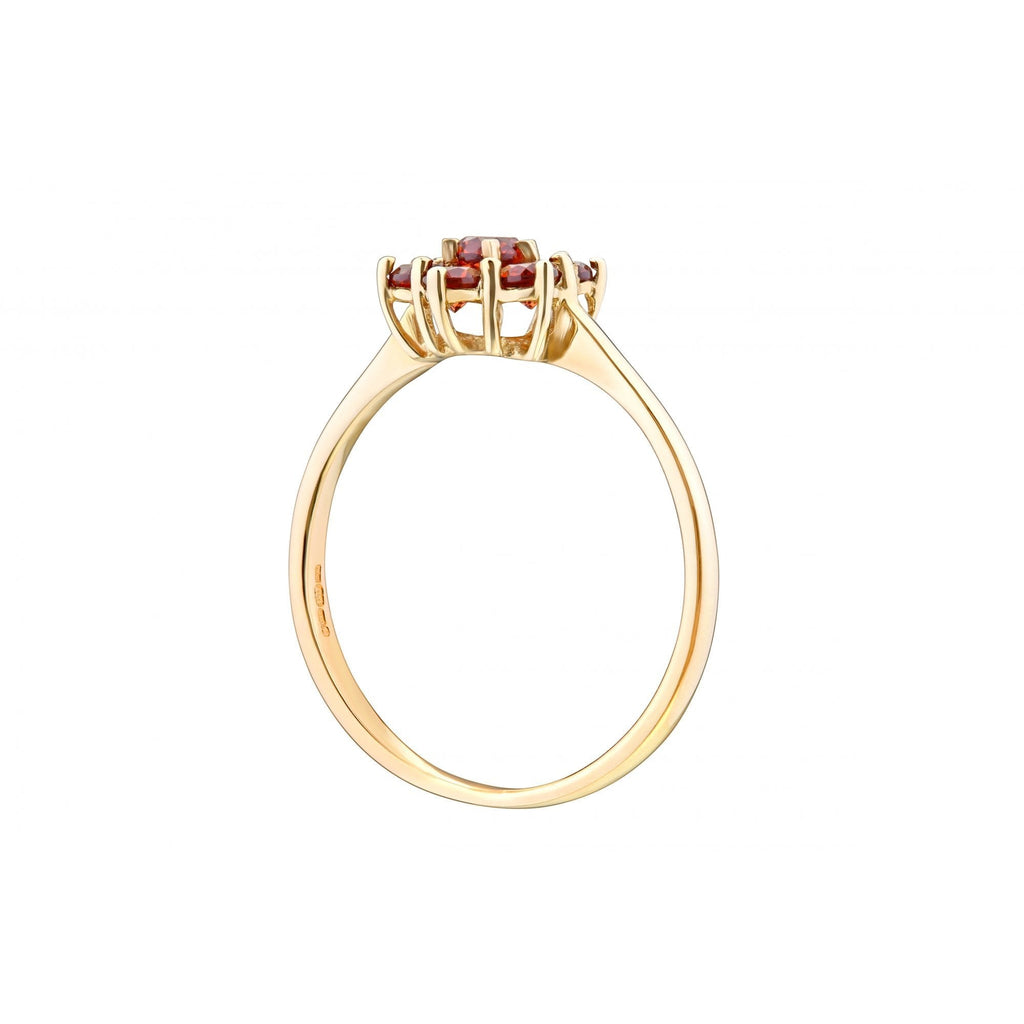 9ct Yellow Gold Garnet Cluster Ring
