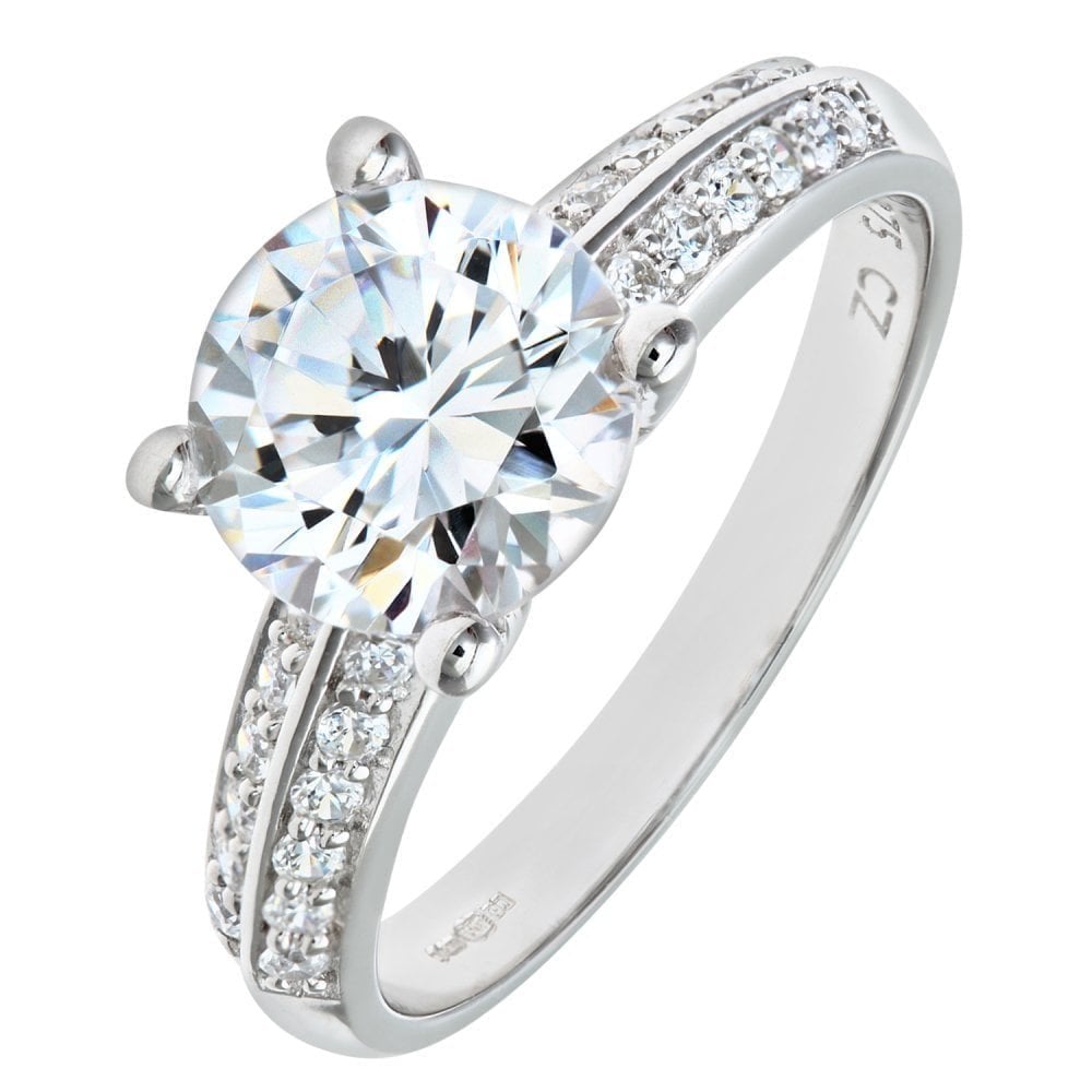 9ct White Gold Cubic Zirconia Engagement Ring